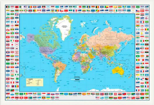World Map Flags White