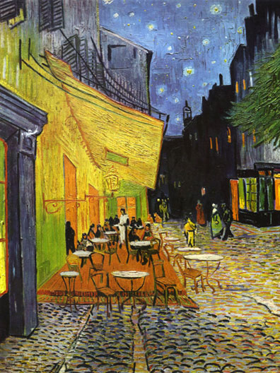 Terrasse du café le soir, Place du forum, Arles L