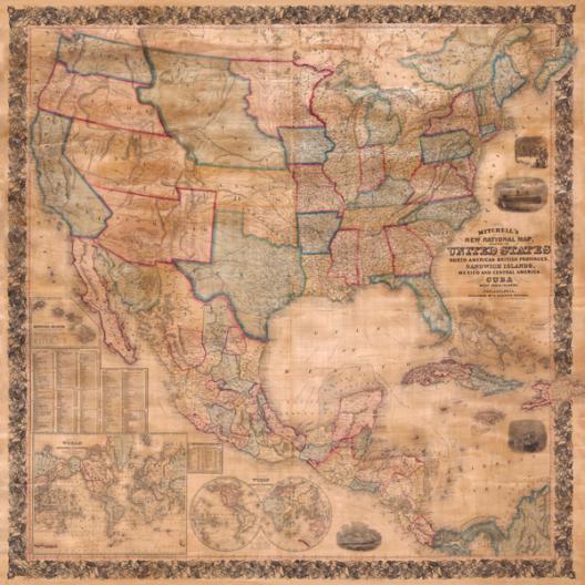 Map of the United States and North America, 1856