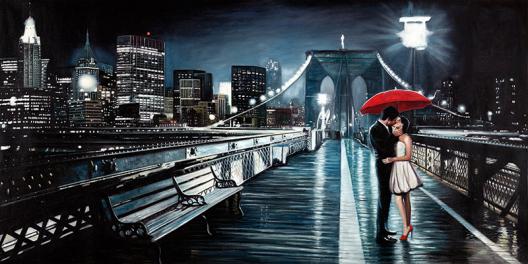 Kissing on Brooklyn Bridge