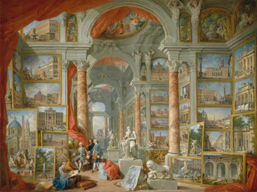 Galleria con vedute di Roma antica