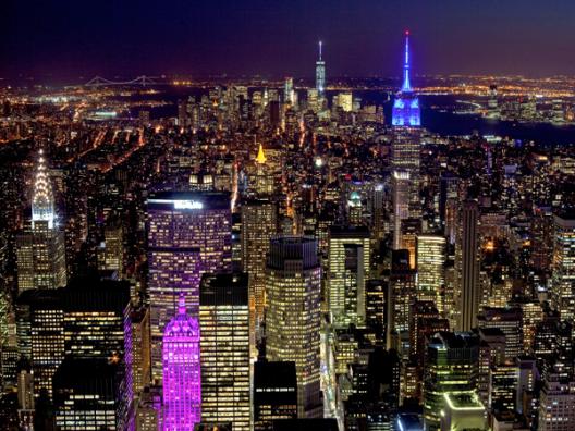 Midtown and Lower Manhattan at night