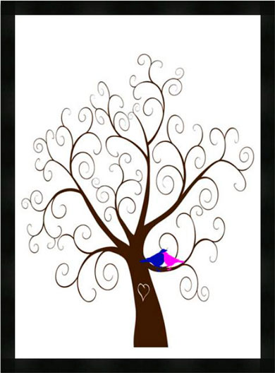 Arbol Pájaros Colores - Bodas L - Black