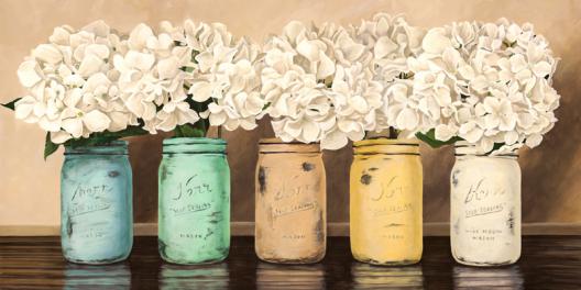 Hydrangeas in Mason Jars