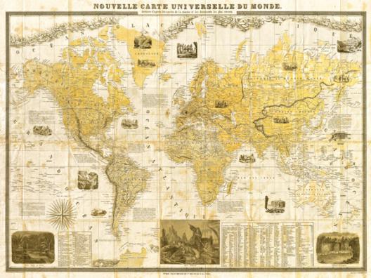 Gilded 1859 Map of the World
