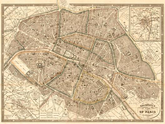 Plan of Paris and Environs, 1865
