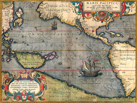 Map of the Pacific Ocean, 1589