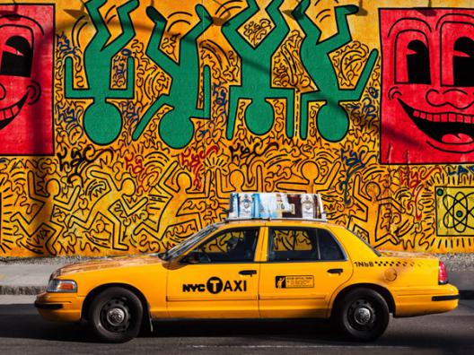 Taxi and mural painting, NYC