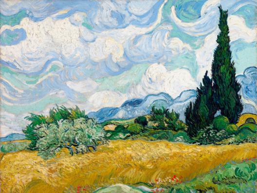 Wheat Field with Cypresses