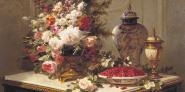 Floral composition on a table (detail)