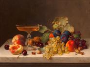 Still life with summer fruits and champagne
