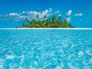 Tropical lagoon with palm island, Maldives